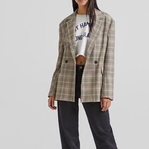 Plaid Double Breast Blazer